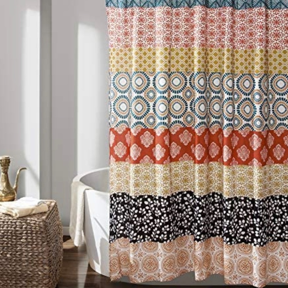Boho Striped Shower Curtain